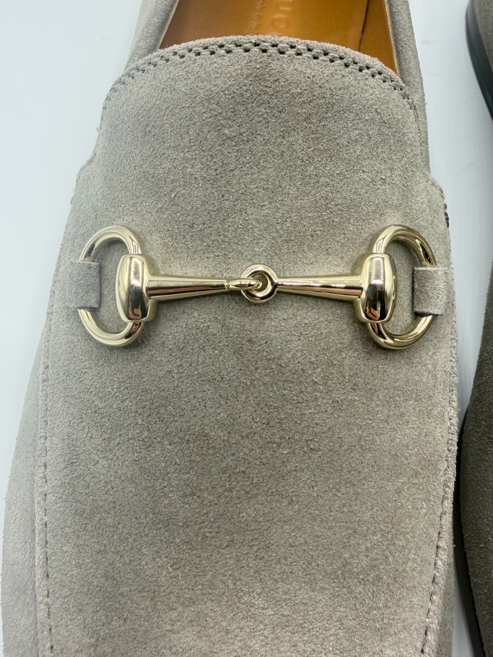 NIB Gucci New Fango Grey Suede Jordaan Horsebit Buckle Loafer Slippers EU 39 - Picture 3 of 14